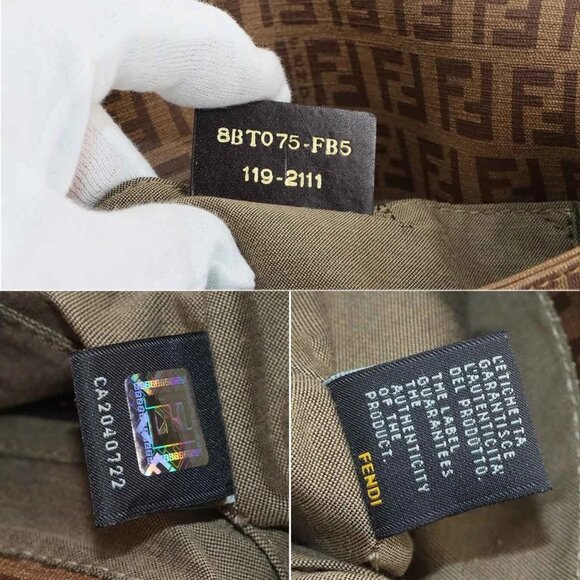 FENDI Zucchino Shoulder Bag PVC Leather Brown 8BT075 90285401 - Picture 10 of 11